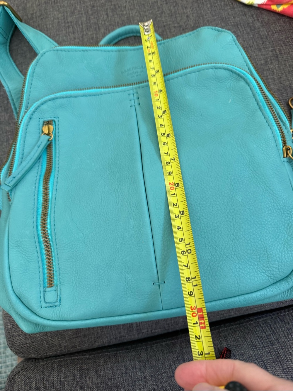 American Leather Co. Teal Leather Backpack - Picture 9 of 10